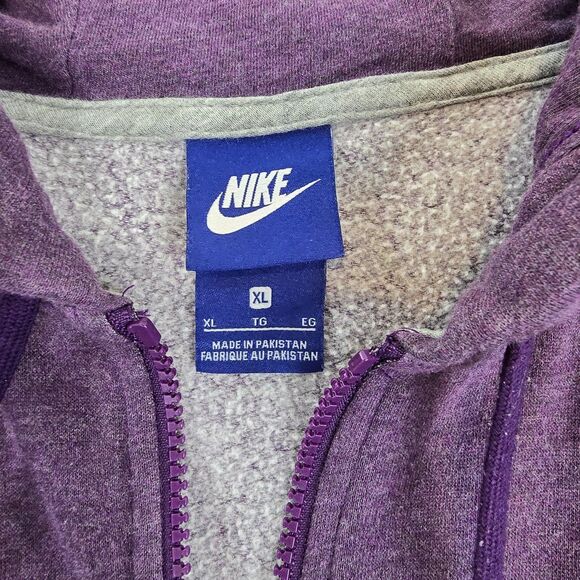 Nike Hoodie Womens XL Purple Full Zip Sweatshirt Drawstring Swoosh Logo 853930 - Picture 8 of 15